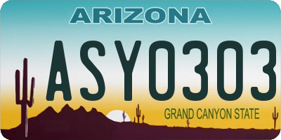 AZ license plate ASY0303