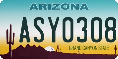 AZ license plate ASY0308