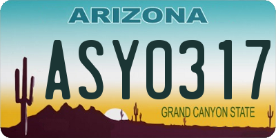 AZ license plate ASY0317