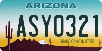 AZ license plate ASY0321
