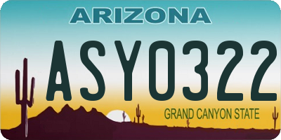AZ license plate ASY0322