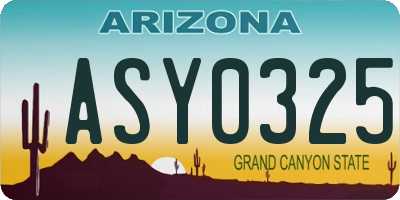 AZ license plate ASY0325