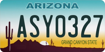 AZ license plate ASY0327