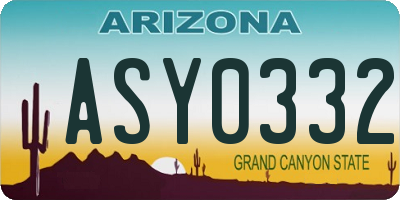 AZ license plate ASY0332