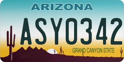 AZ license plate ASY0342