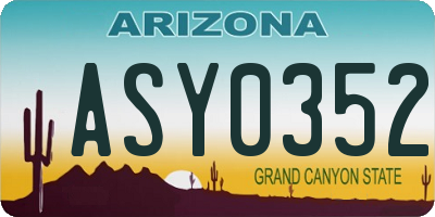 AZ license plate ASY0352
