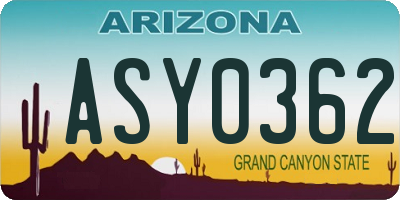 AZ license plate ASY0362