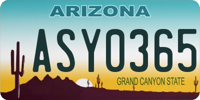 AZ license plate ASY0365