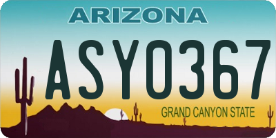 AZ license plate ASY0367