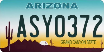 AZ license plate ASY0372