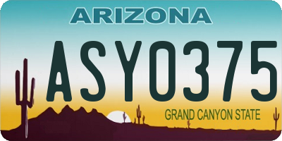 AZ license plate ASY0375