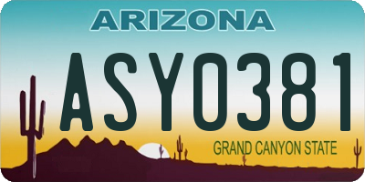 AZ license plate ASY0381