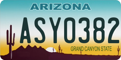 AZ license plate ASY0382