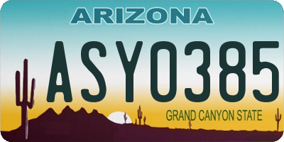 AZ license plate ASY0385