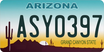 AZ license plate ASY0397