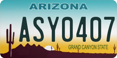 AZ license plate ASY0407