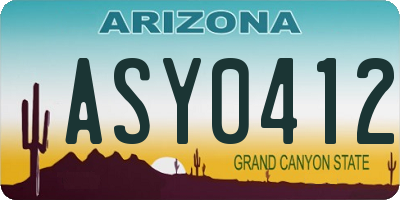 AZ license plate ASY0412