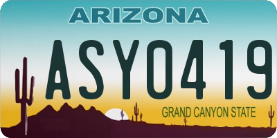 AZ license plate ASY0419