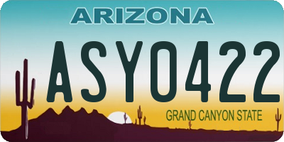 AZ license plate ASY0422