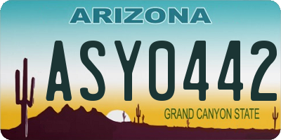 AZ license plate ASY0442