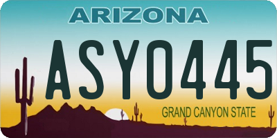 AZ license plate ASY0445