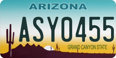 AZ license plate ASY0455