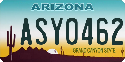 AZ license plate ASY0462