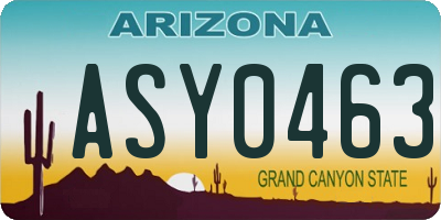 AZ license plate ASY0463