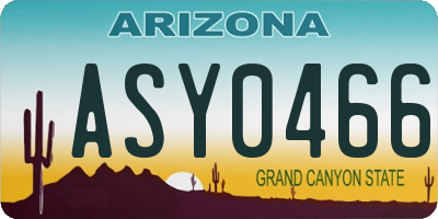 AZ license plate ASY0466