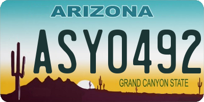 AZ license plate ASY0492