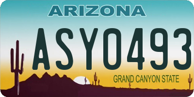 AZ license plate ASY0493