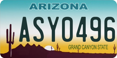 AZ license plate ASY0496
