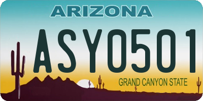 AZ license plate ASY0501