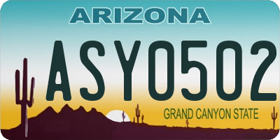 AZ license plate ASY0502
