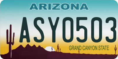 AZ license plate ASY0503