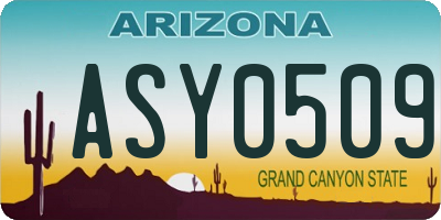 AZ license plate ASY0509