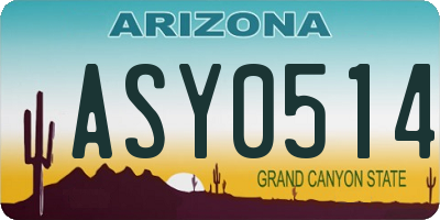 AZ license plate ASY0514