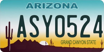 AZ license plate ASY0524