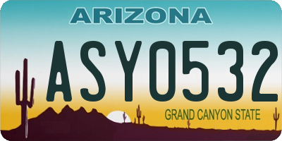 AZ license plate ASY0532