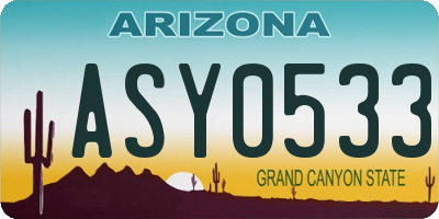 AZ license plate ASY0533