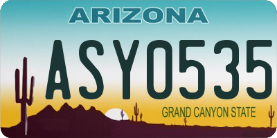 AZ license plate ASY0535