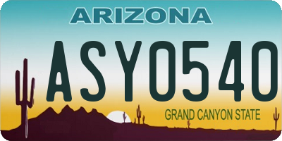 AZ license plate ASY0540