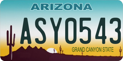 AZ license plate ASY0543