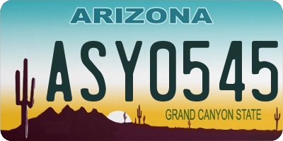 AZ license plate ASY0545