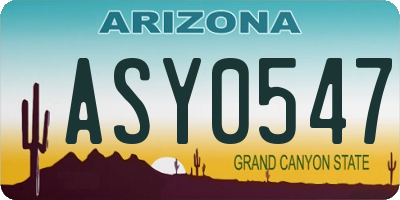 AZ license plate ASY0547