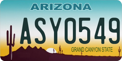 AZ license plate ASY0549