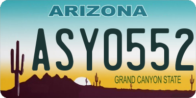 AZ license plate ASY0552