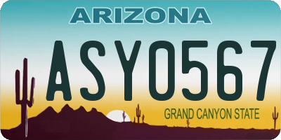 AZ license plate ASY0567