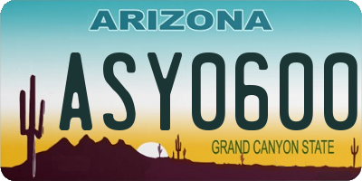 AZ license plate ASY0600