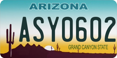 AZ license plate ASY0602